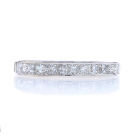 White Gold Diamond Wedding Band - 14k Princess 1.00ctw Channel Set Ring SZ 7 1/2